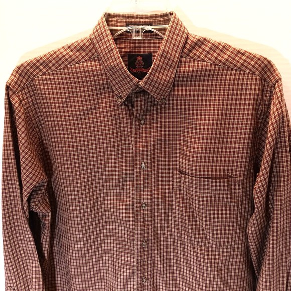 Savile Row Button Up Shirt Plaid Long Sleeve Tottinham Twill Mens 16 1/2 (34-35) - Picture 4 of 9